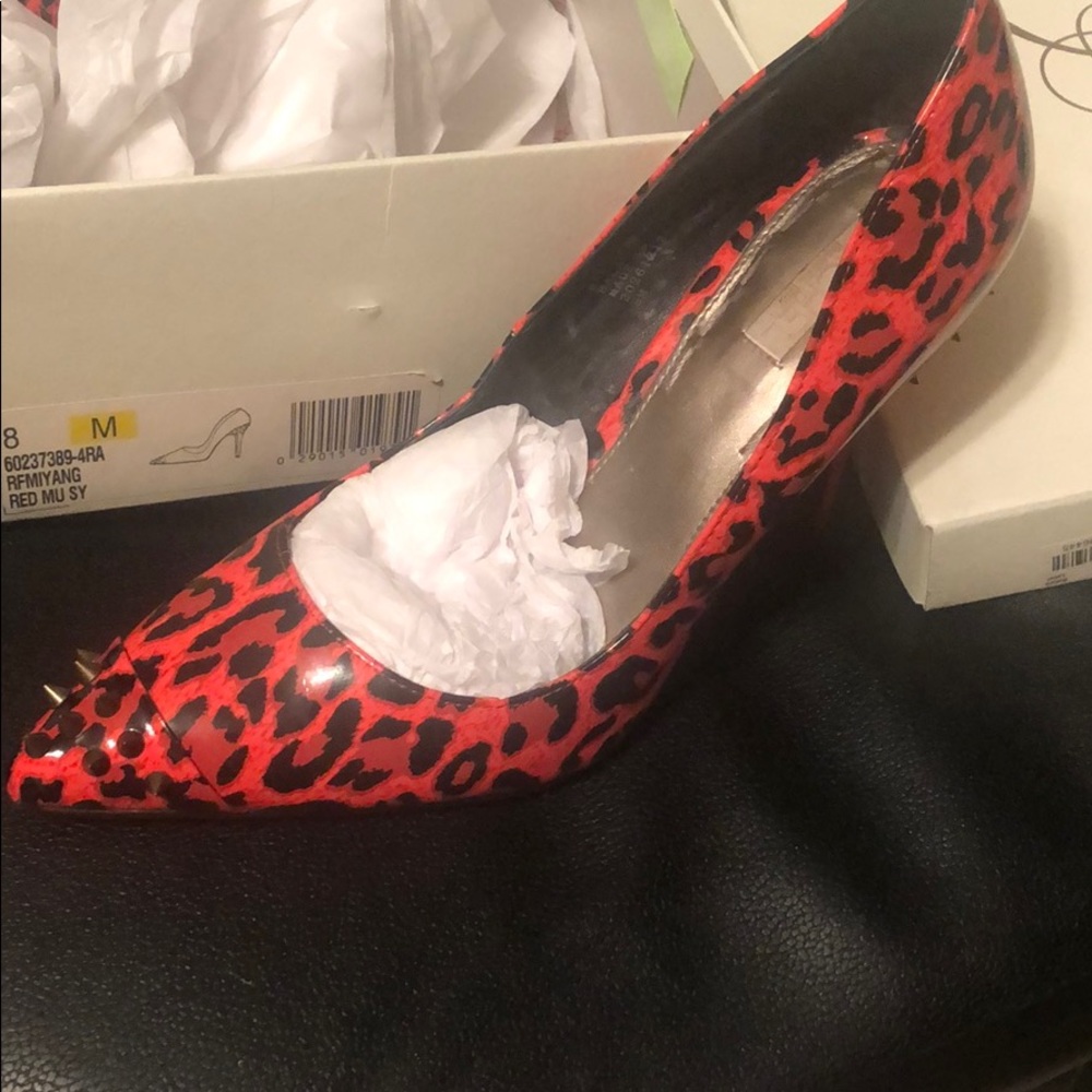 Hot orange leopard heels